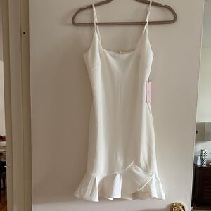 Hello Molly White Dress with Ruffle Hem Medium